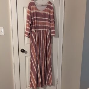 Cato Mauve and Cream Tie-Dye Maxi Dress